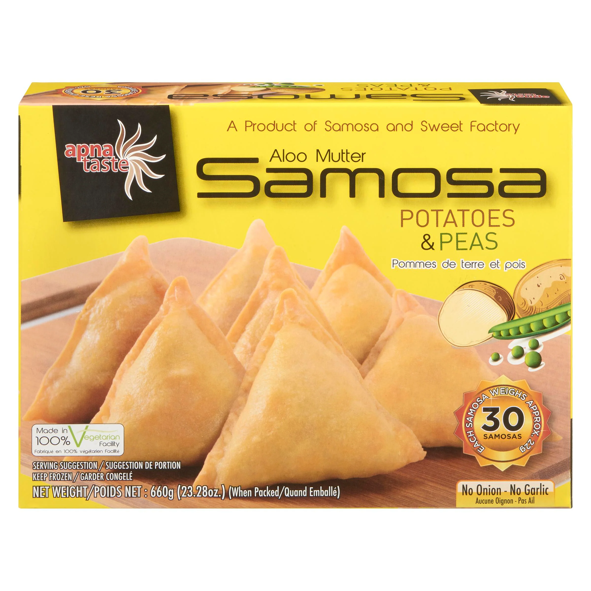 Apna Taste - Samosa Potatoes And Peas 30 Pcs 660GR