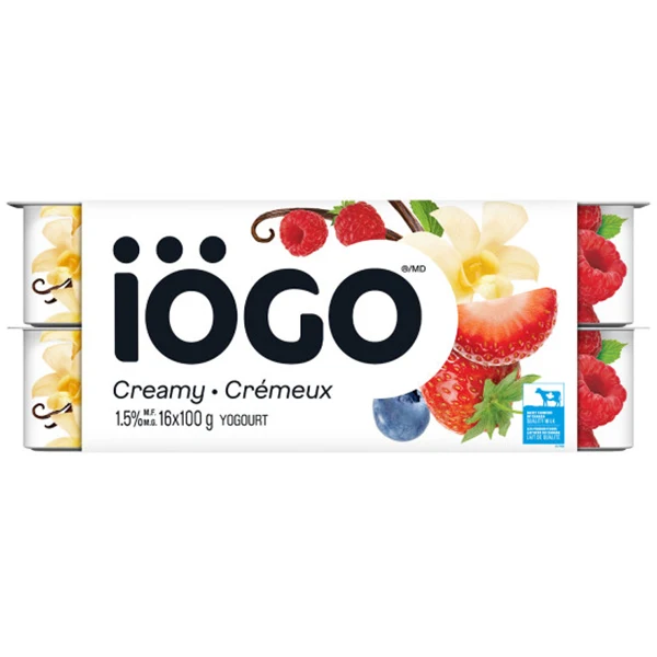 Iogo - Original Strawberry, Raspberry, Blueberry, Vanilla Yogurt 16x100 GR