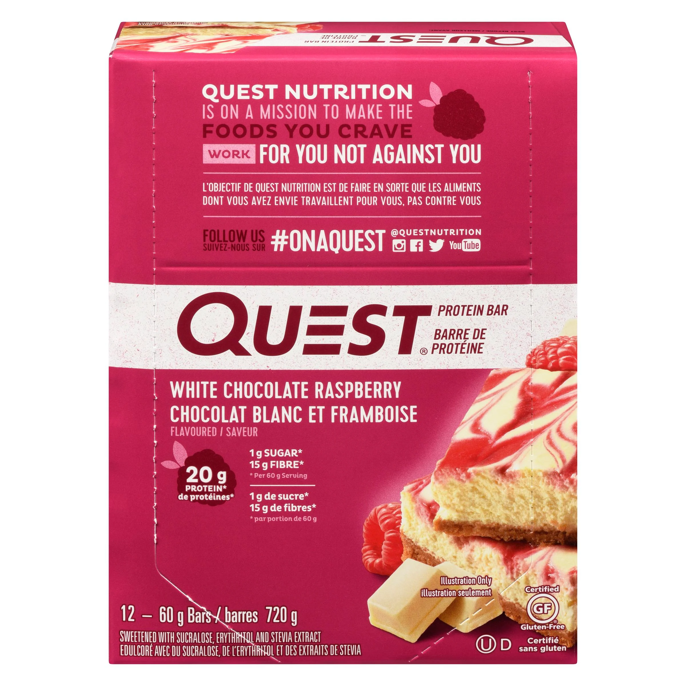 Quest - Bar White Chocolate Raspberry 12x60GR