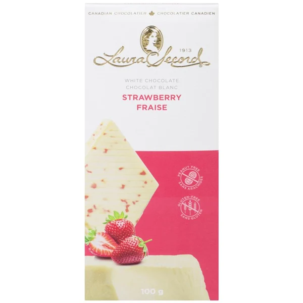 Laura Secord - White Chocolate Strawberry Bar 12x100 GR