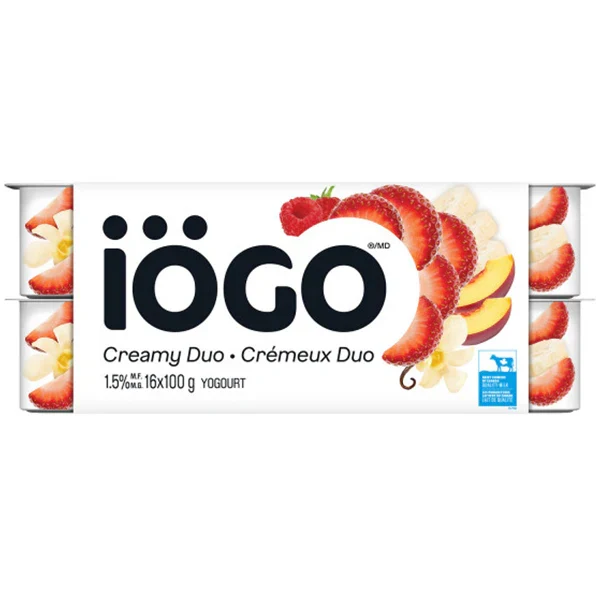 Iogo - Strawberry- Vanilla, Raspberry, Banana & Peach Yogurt 3x16x100 GR
