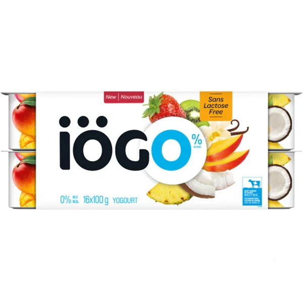 Iogo - 0% Vanilla, Mango, Strawberry Kiwi, Pineapple Coconut Banana 3x16x100 GR