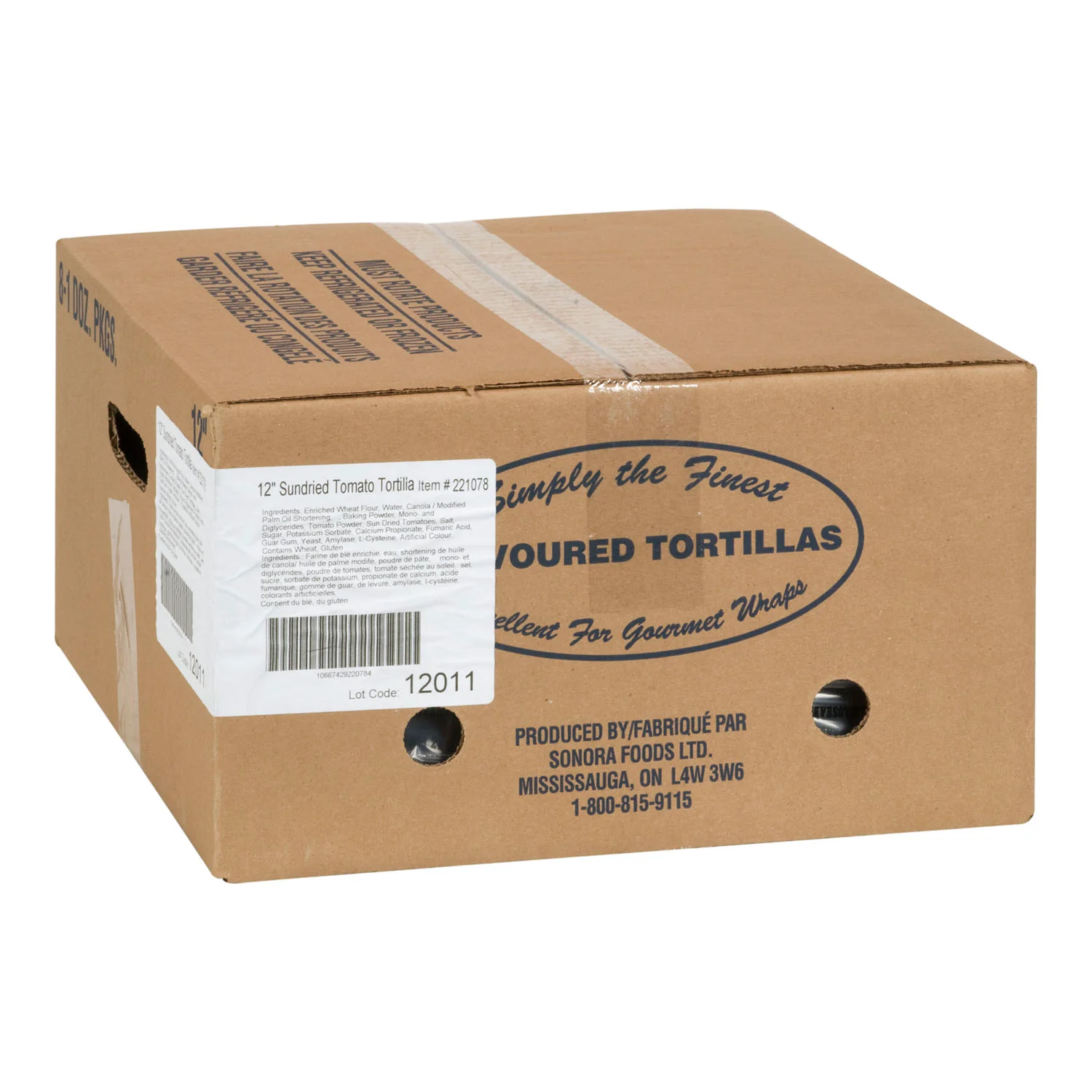 Sonora - 12in Tortilla Sundried Tomato 96EA