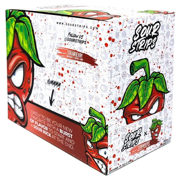 Sour Strips - Strawberry 12x12x96 GR