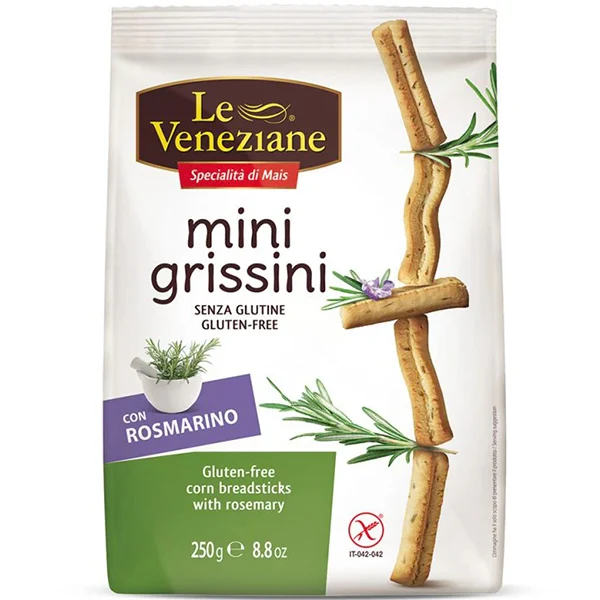 Le Veneziane - Mini Grissini Rosemary Gluten Free 250G