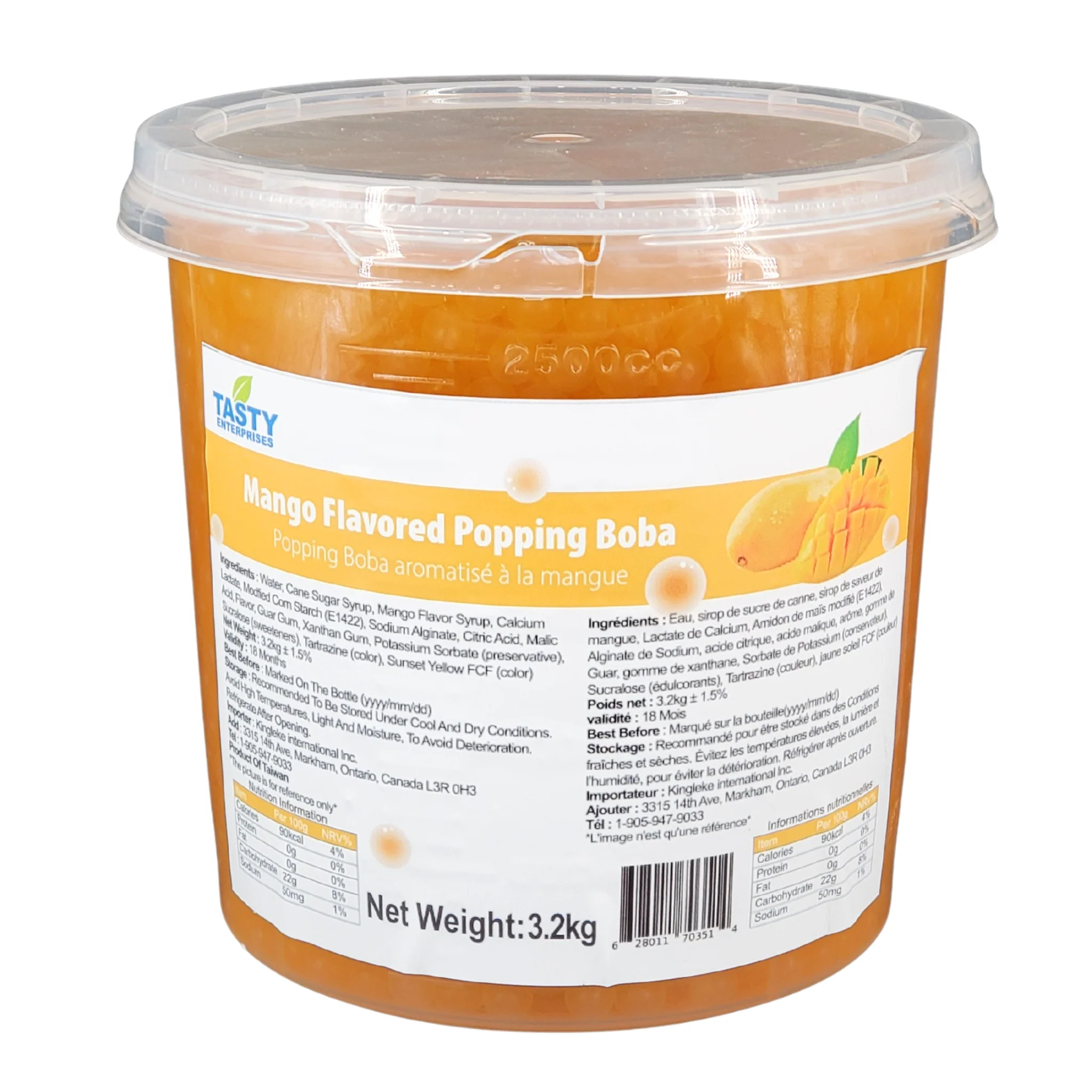 Tasty - Mango Flavored Popping Boba — Each (3.2 KG)