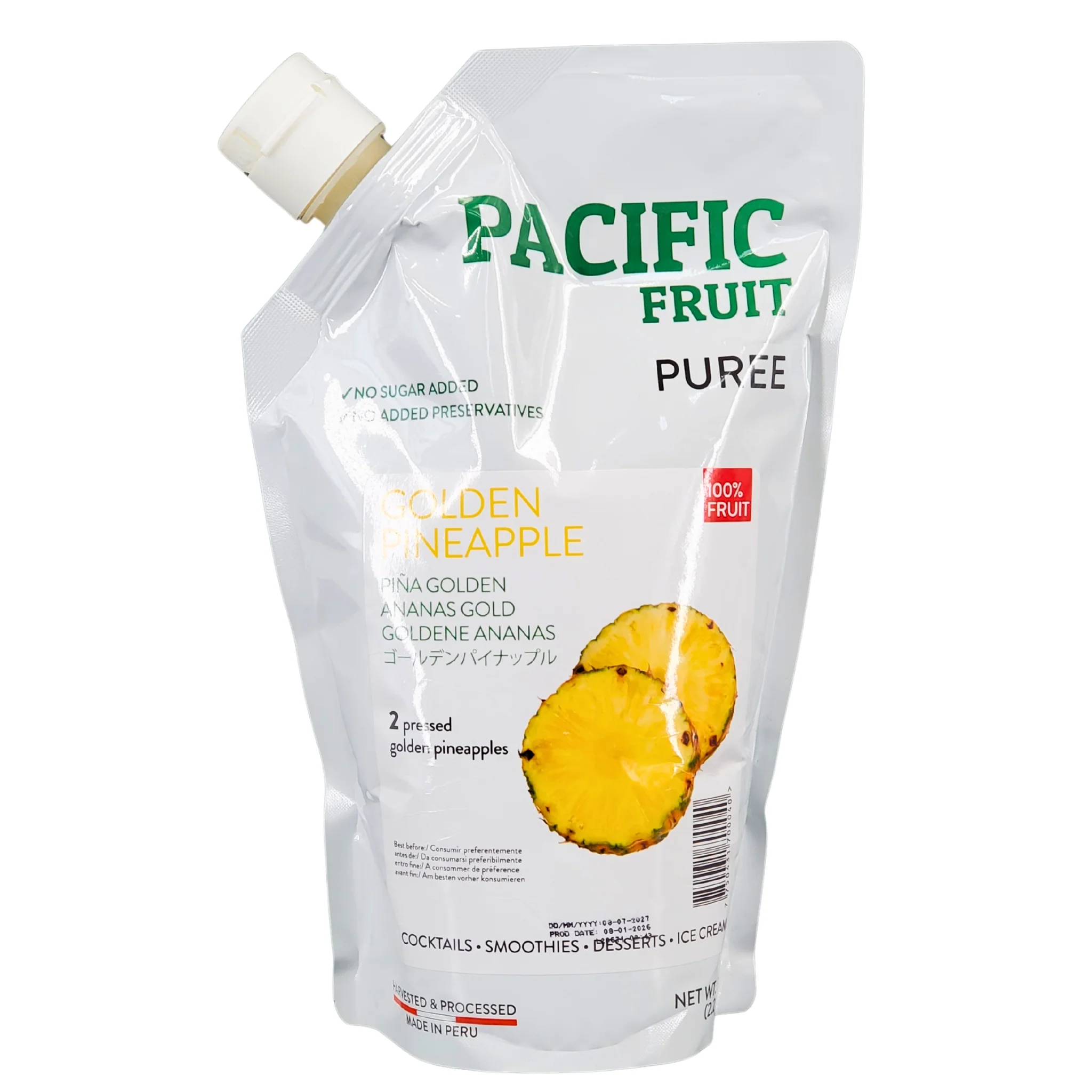 Pacific Fruit Peru - Pineapple 100 % Natural Aseptic Fruit Puree — Case (6 x 1 KG)