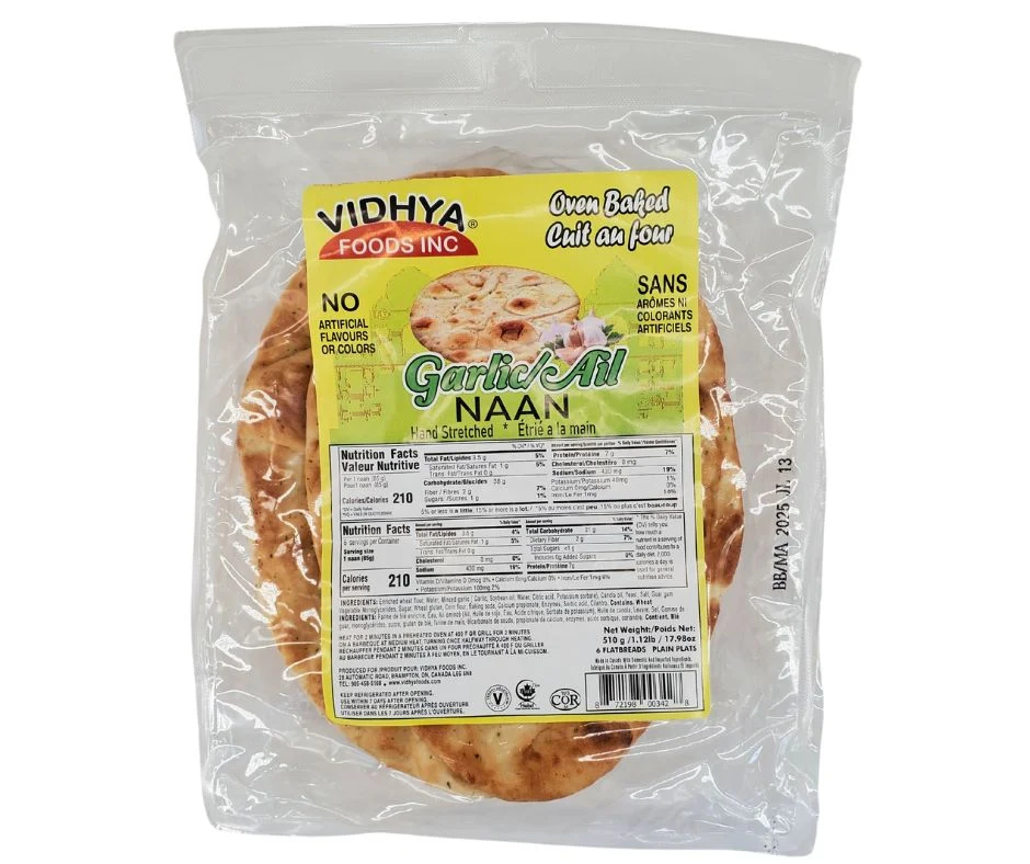 Vidhya - Naan - Garlic - Hand Stretched — Case (12 x 510 G)