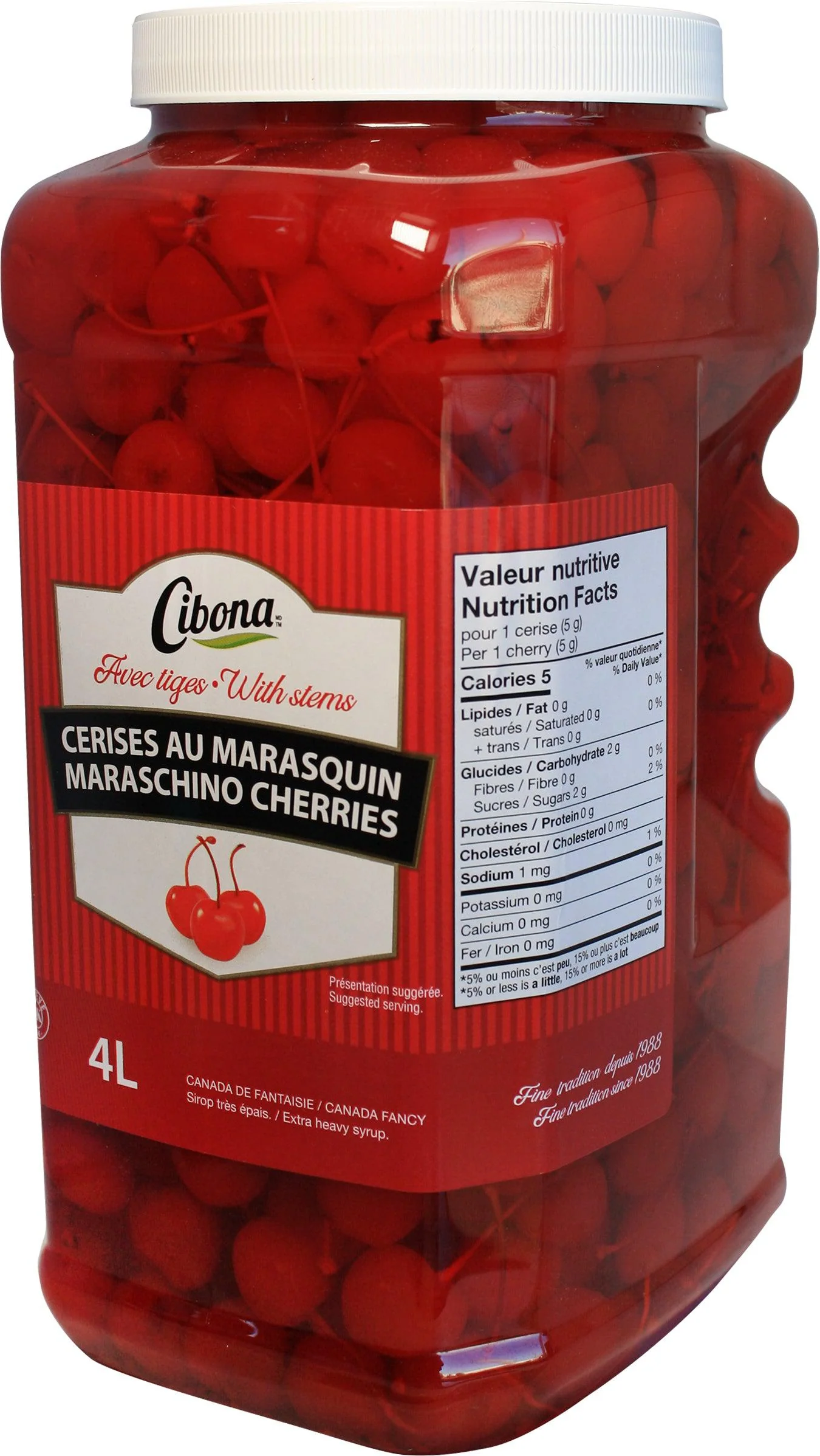 Cibona - Red Cocktail Cherry With Stem — Each (4 L)