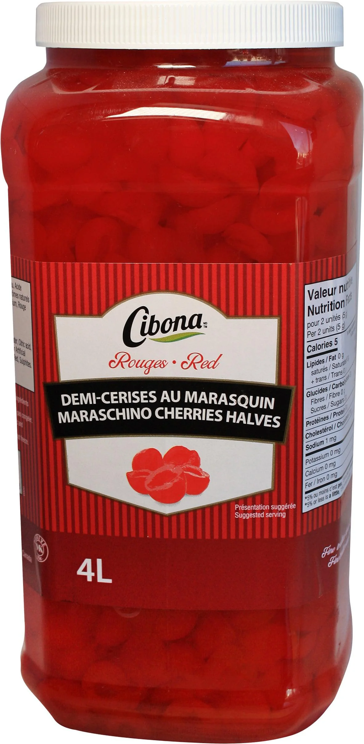 Cibona - Red Maraschino Cherry Halves — Case (2 x 4 L)