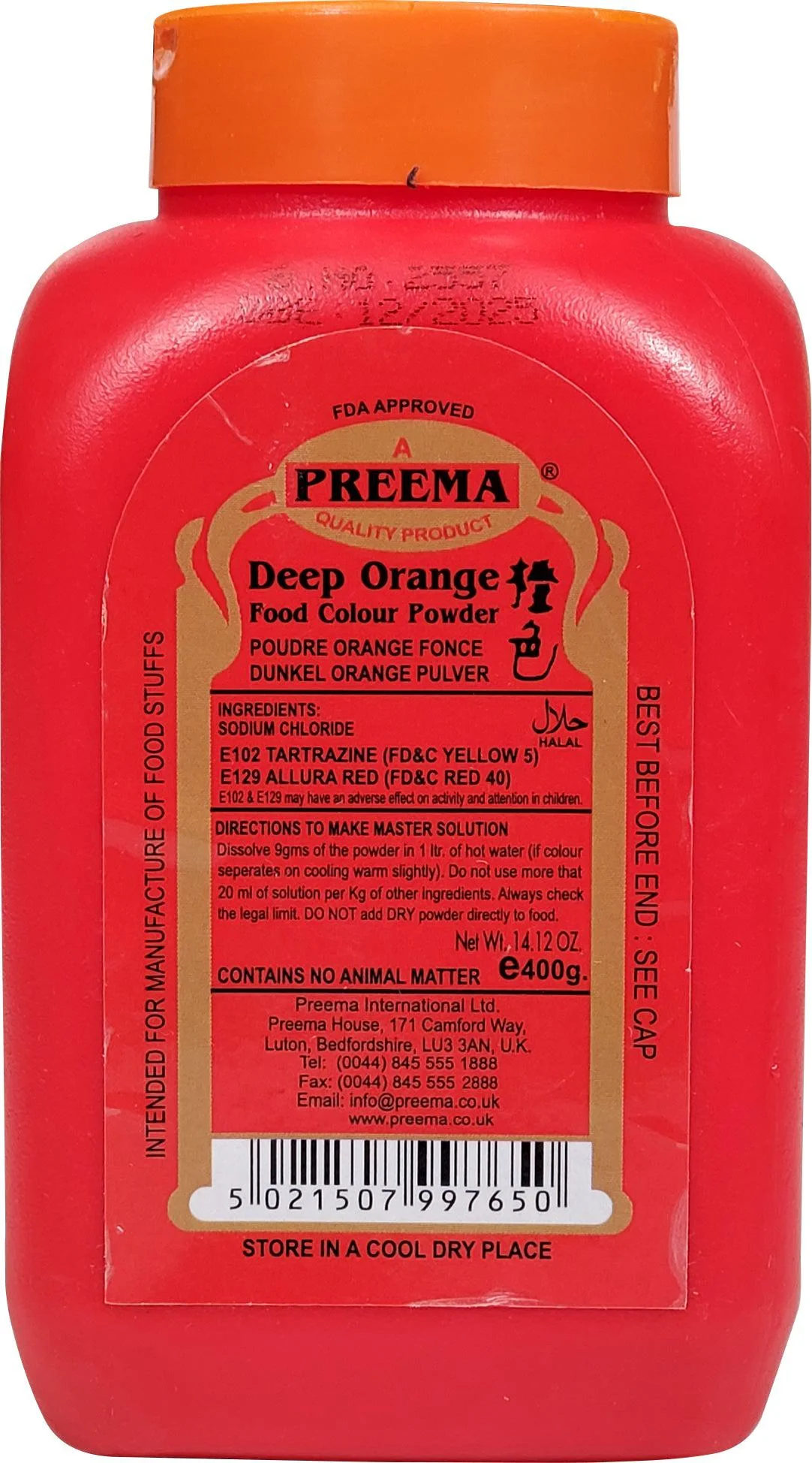 Prime - Food Colour - Deep Orange — Case (20 x 400 G)