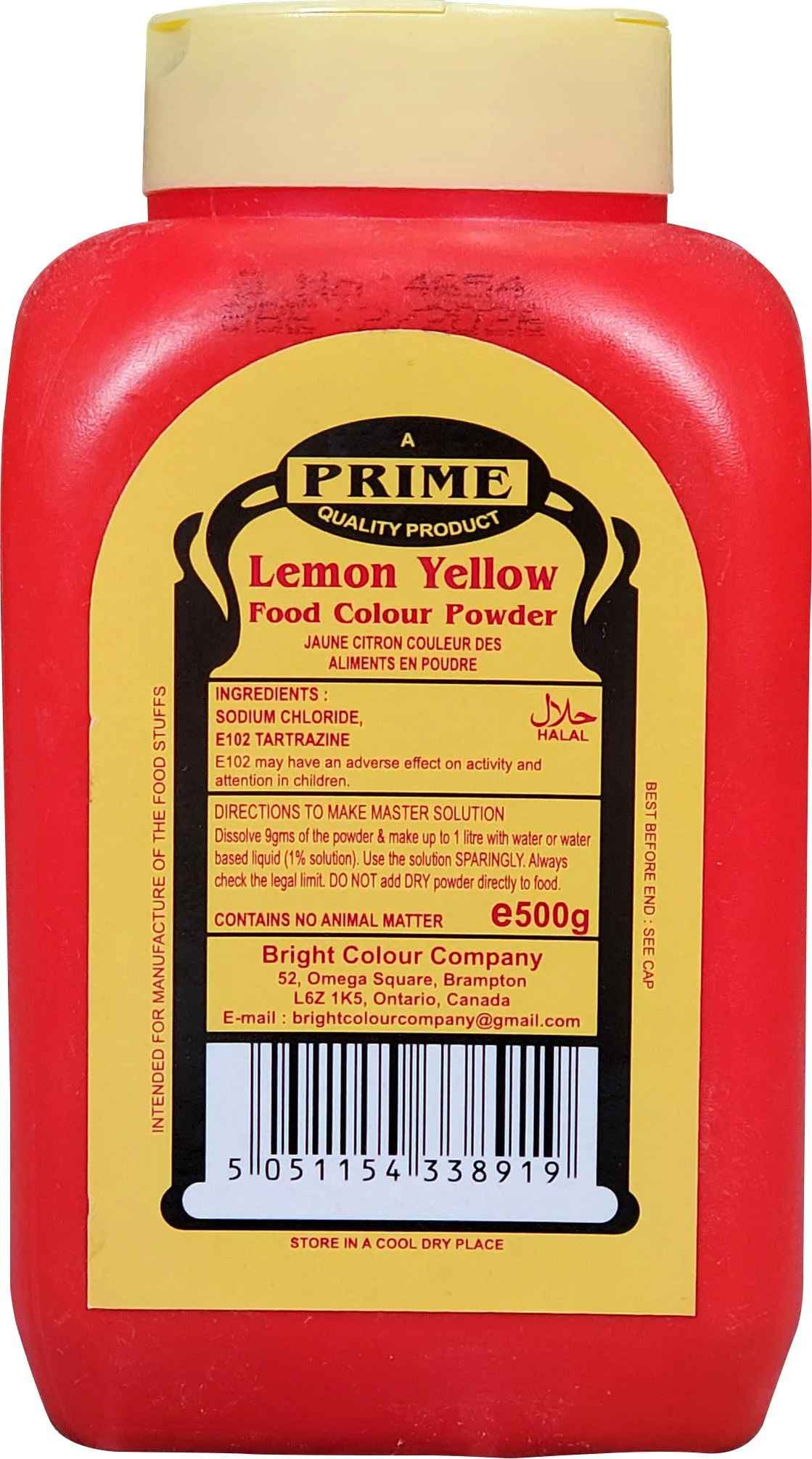 Prime - Lemon Yellow Colour — Each (500 G)