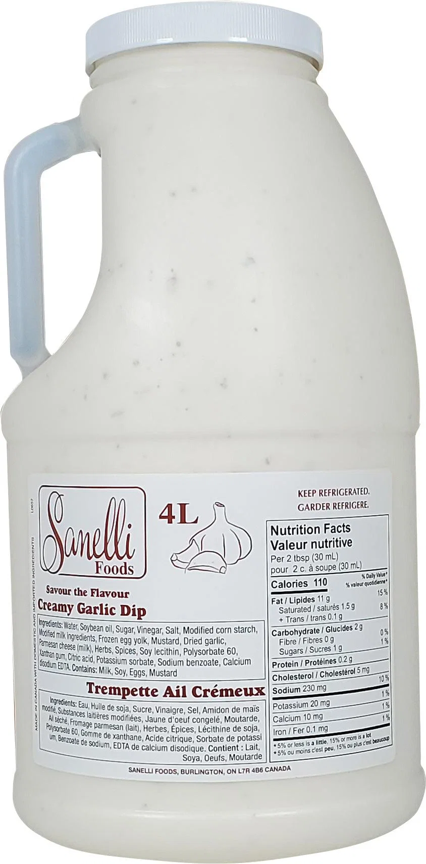Sanelli - Creamy Garlic - 4 Lt Jug — Case (2 x 4 L)