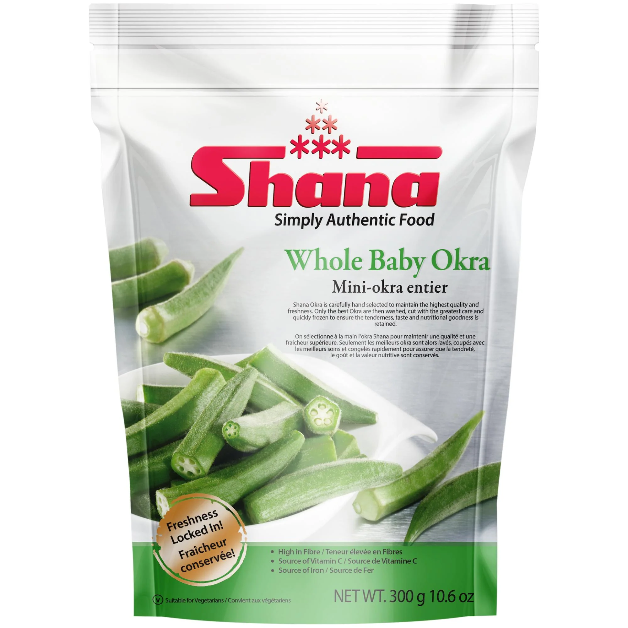 Shana - Okra Whole Baby 300Gm — Case (12 x 300 G)