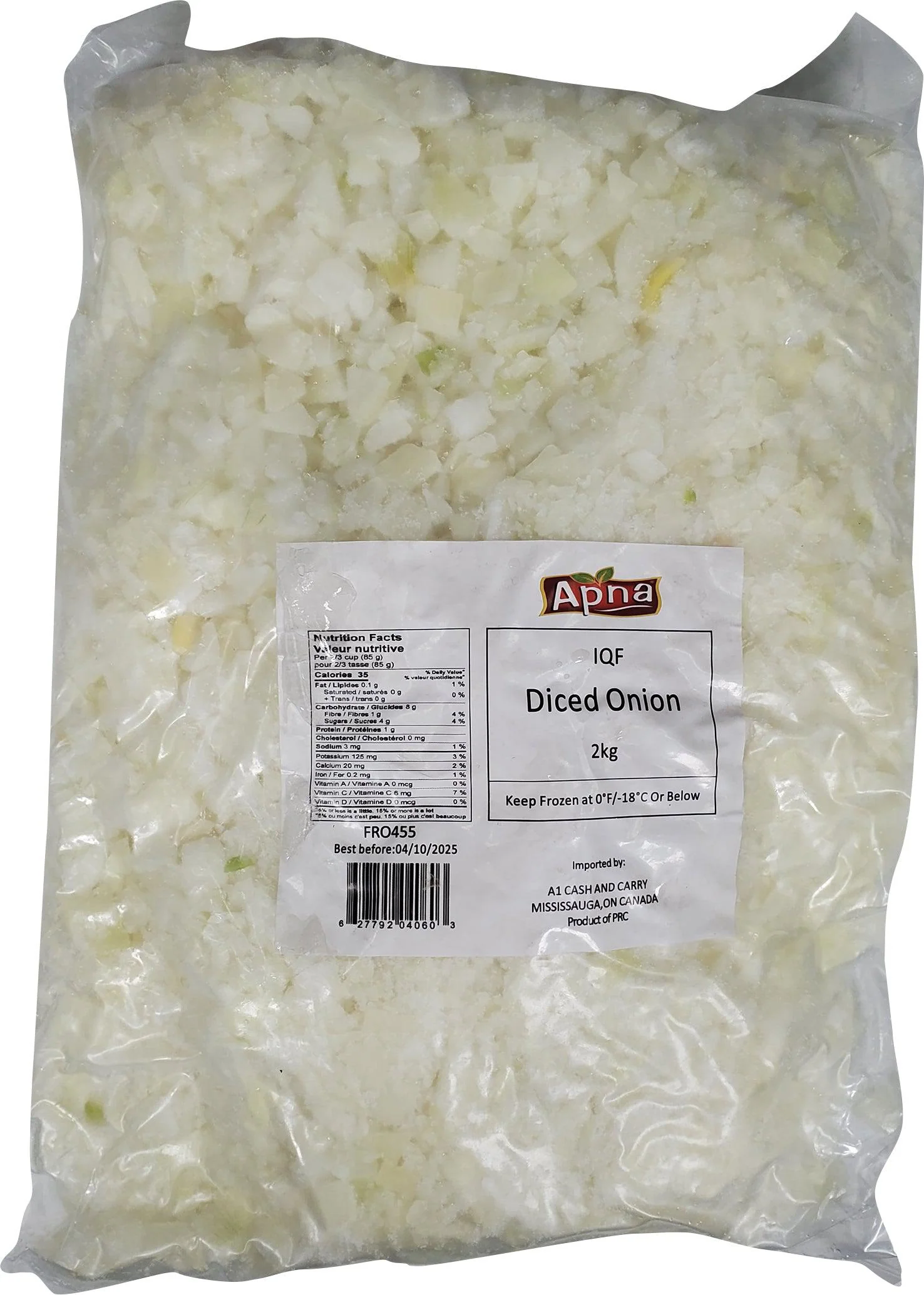 Apna - IQF Diced Onion — Case (6 x 2 KG)