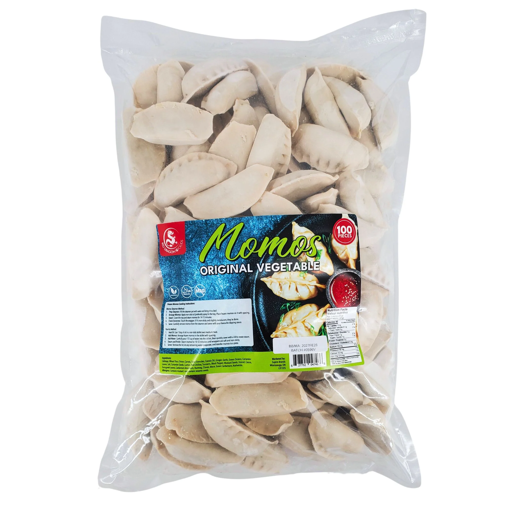 Red Dragon - Momos - Original Vegetable - Halal — Case (100 CT)