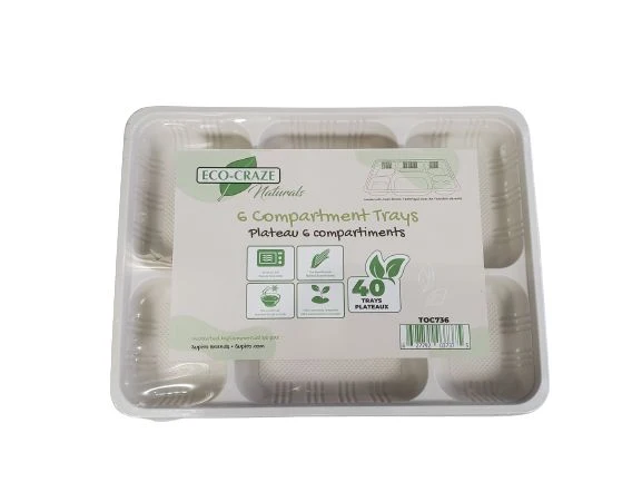 Eco-Craze - Corn Starch - Rectangular Cont./Thali - 6 Comp — Case (8 x 40 CT)
