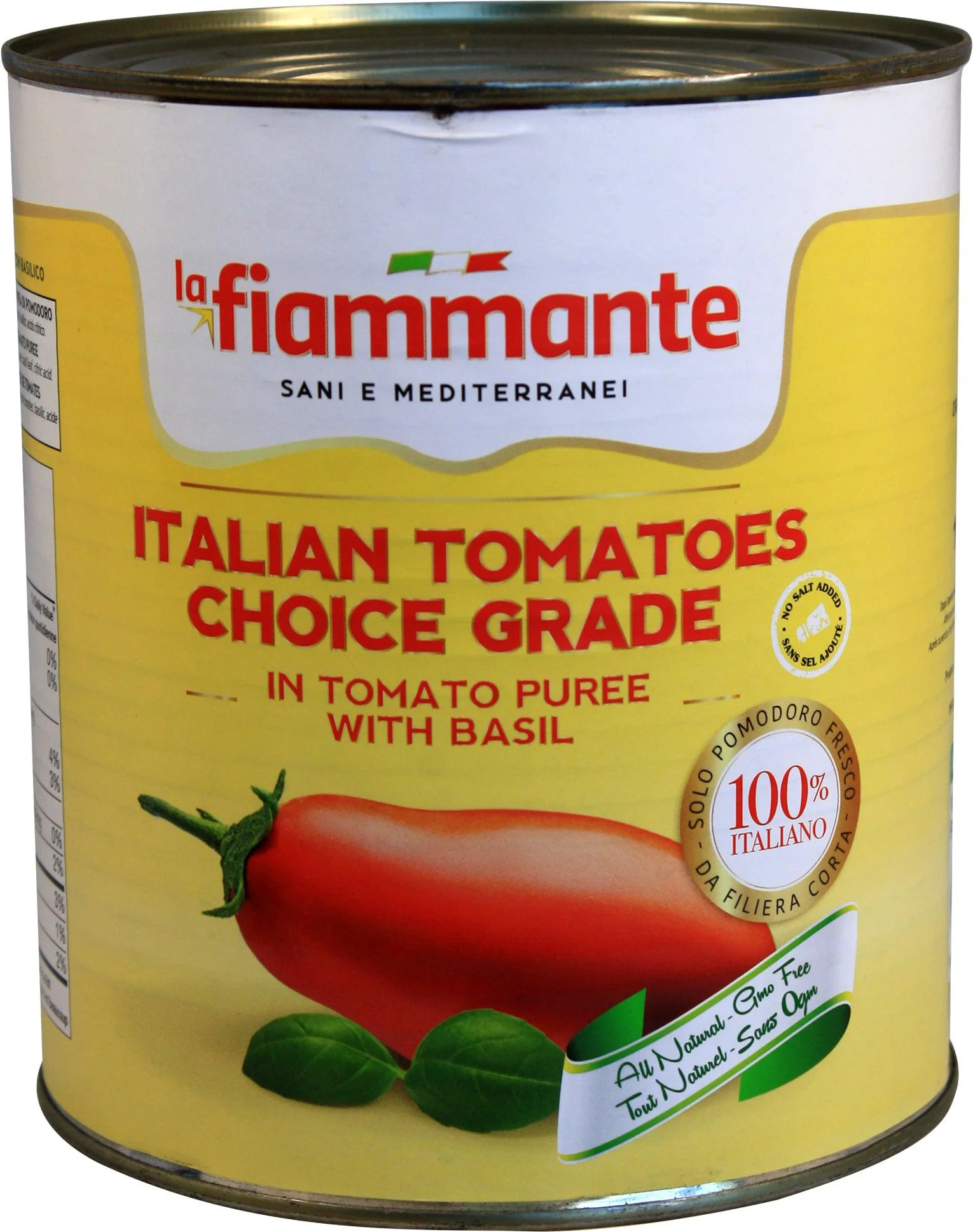 La Fiammante - Peeled Italian Whole Tomato - with Basil — Case (6 x 100 OZ)