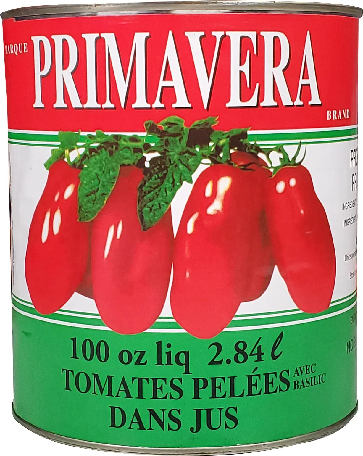 Primavera - Whole Peeled Tomatoes with Basil — Each (100 OZ)