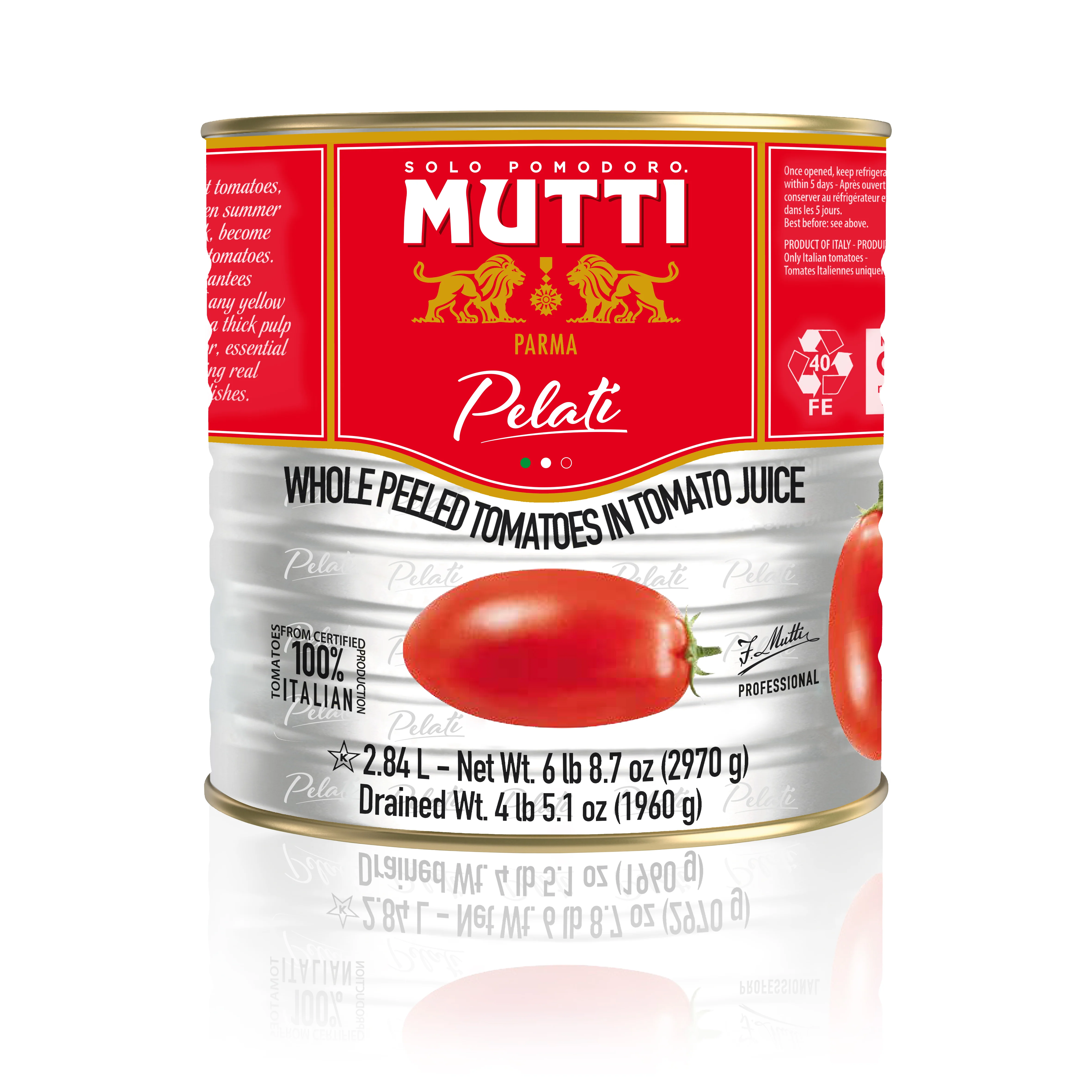 Mutti - Peeled Tomatoes - Whole — Case (6 x 2.84 L)