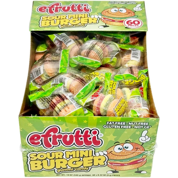 Efrutti - Mini Sour Burger Gummi Candy 60CT