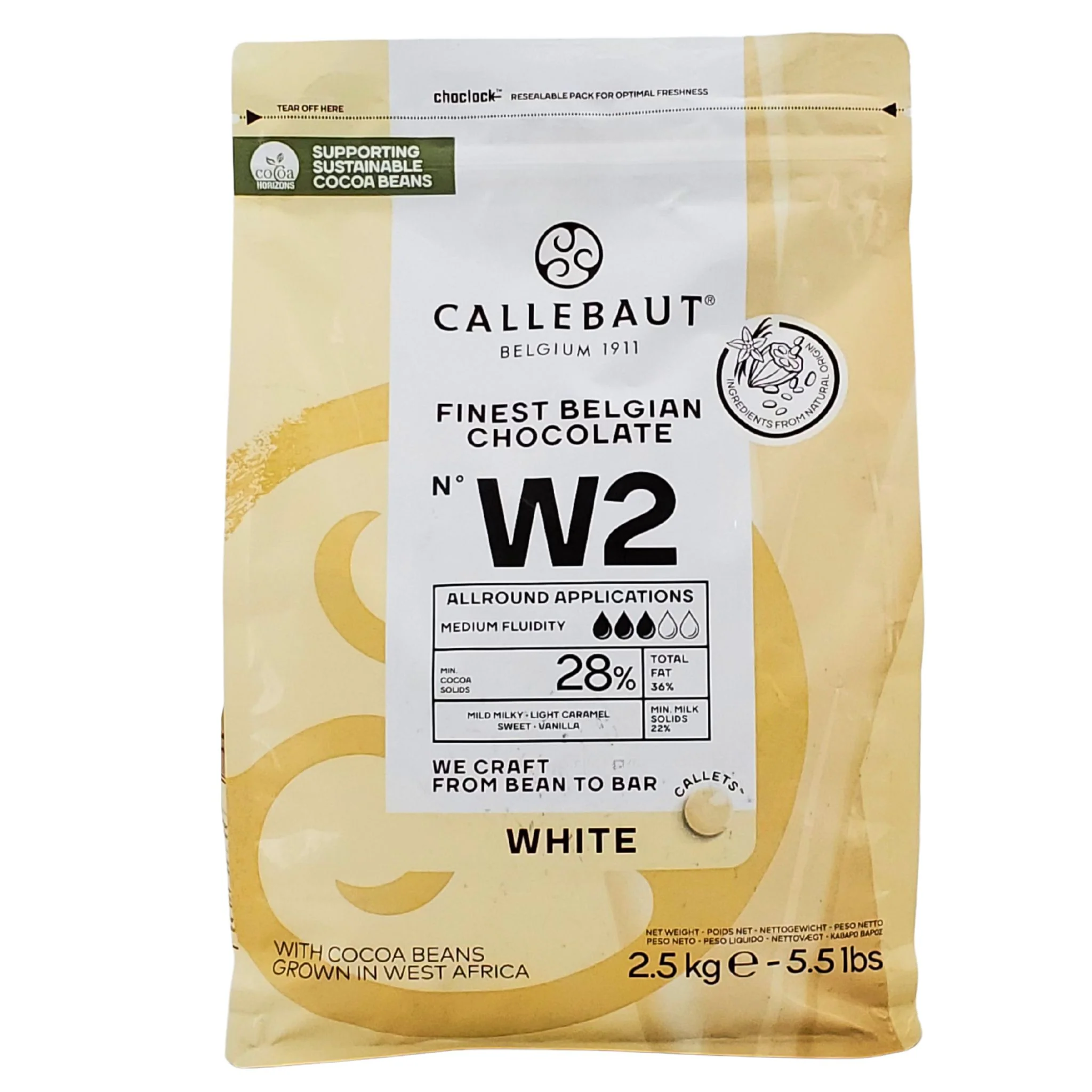 Callebaut White Chocolate Callets, W2 — Each (2.5 KG)