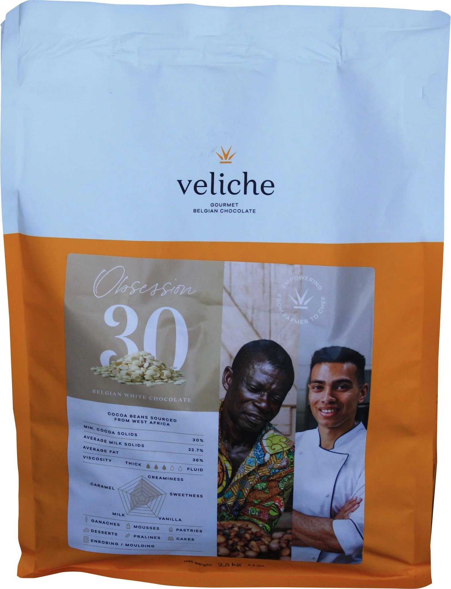 Veliche - White Chocolate Callets - 30% — Each (2.5 KG)