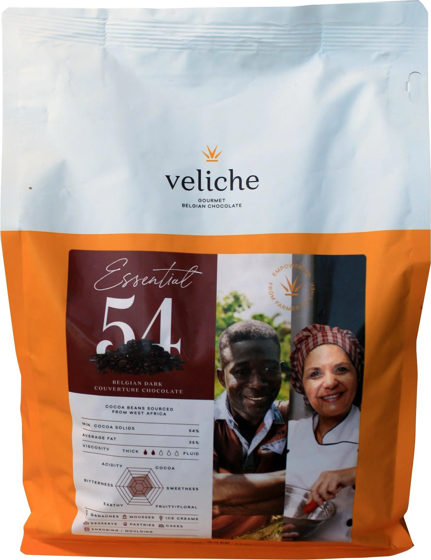 Veliche - Dark Chocolate Callets - 54% — Case (4 x 2.5 KG)