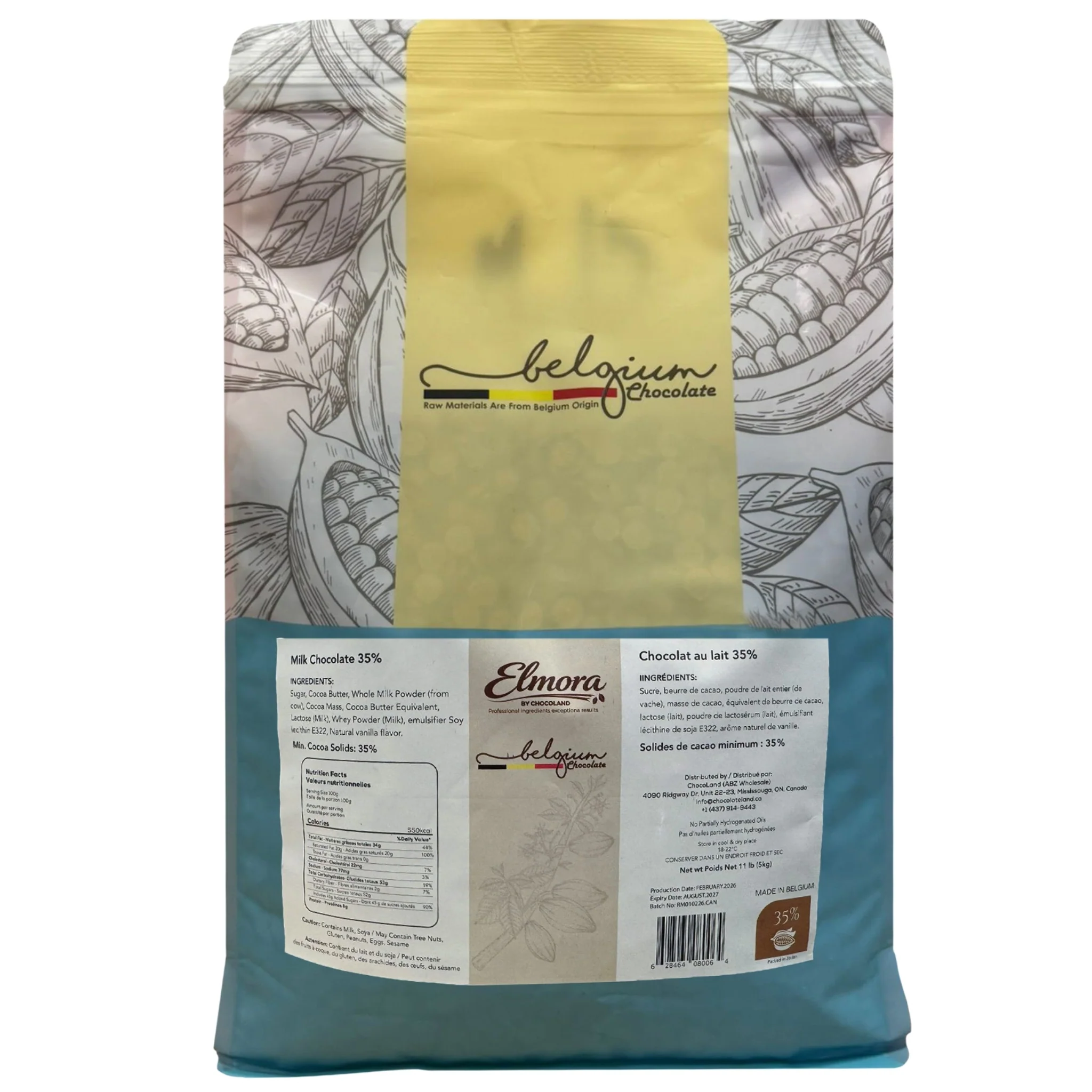 Elmora Belgium White Chocolate Callets 28% — Case (2 x 5 KG)