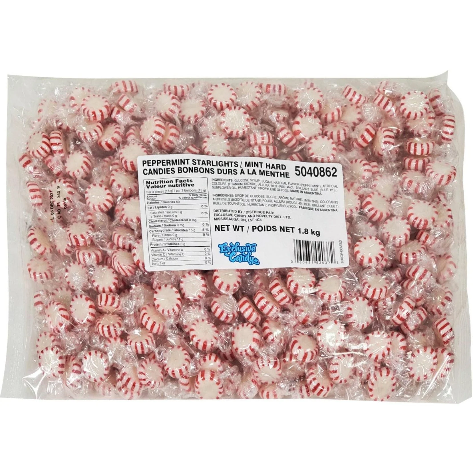 David Roberts - Peppermint - Starlight Red Striped Candy — Case (8 x 1.8 KG)