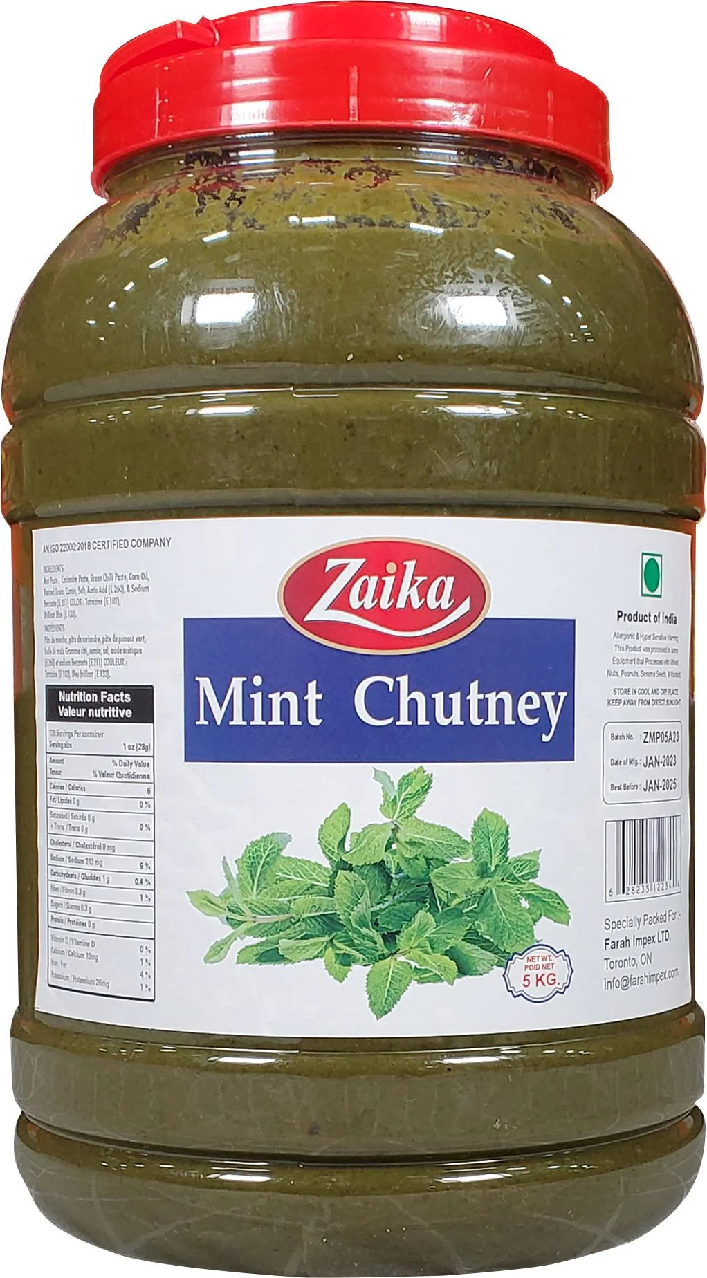 Zaika - Mint Chutney — Each (5 KG)
